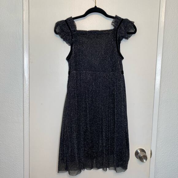 Mirror Sparkly Babydoll Coquette Empire Waist Mini Dress Velour Bow Flouncy Y2K - Picture 2 of 13